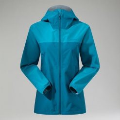 Kurtka przeciwdeszczowa damska Berghaus Deluge Pro 3.0. Niebieskie kurtki sportowe damskie Berghaus, m, bez wzorów, bez ramiączek, bez kaptura, trekkingowe. Za 309.99 zł.