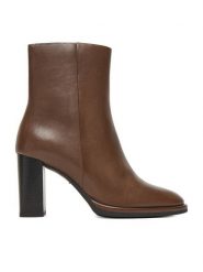 Gino Rossi Botki EO-LORA-0121991 Brązowy. Brązowe botki damskie Gino Rossi, bez wzorów, ze skóry, bez obcasa, na słupku, bez zapięcia. Za 269.99 zł.