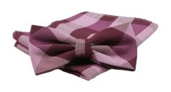 Mucha Męska z Poszetką, Bordowo-Różowa w Dużą Kratkę - Alties. Czerwone krawaty i muchy Alties, bez wzorów, eleganckie. Za 54.00 zł.