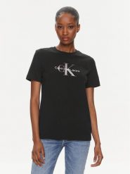Calvin Klein Jeans T-Shirt Diffused Monologo J20J223264 Czarny Regular Fit. Czarne t-shirty damskie Calvin Klein Jeans, s, bez wzorów, z bawełny, bez kołnierzyka, bez ramiączek. Za 129.99 zł.