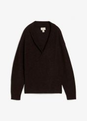 Sweter z ciepłej mieszanki alpaki. Brązowe swetry nierozpinane damskie bonprix, bez wzorów, z wełny, bez kołnierzyka, bez ramiączek. Za 229.99 zł.