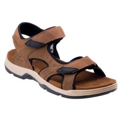 Skórzane Sandały Męskie Lucibel. Brązowe buty zimowe męskie Hi-tec, bez wzorów, bez obcasa, bez zapięcia. Za 232.99 zł.