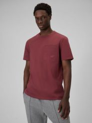 4F T-shirt regular gładki męski - burgundowy L. Czerwone t-shirty męskie 4F, l, bez wzorów, z bawełny, bez kołnierzyka, bez ramiączek. Za 79.99 zł.