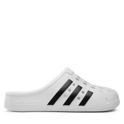 Klapki adidas. Białe klapki damskie Adidas, bez wzorów, sportowe, bez obcasa, bez zapięcia. Za 139.99 zł.