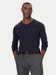 Tommy Hilfiger Sweter MW0MW42249 Granatowy Regular Fit. Niebieskie swetry męskie Tommy Hilfiger, m, bez wzorów, z bawełny, bez kołnierzyka, bez ramiączek. Za 429.99 zł.