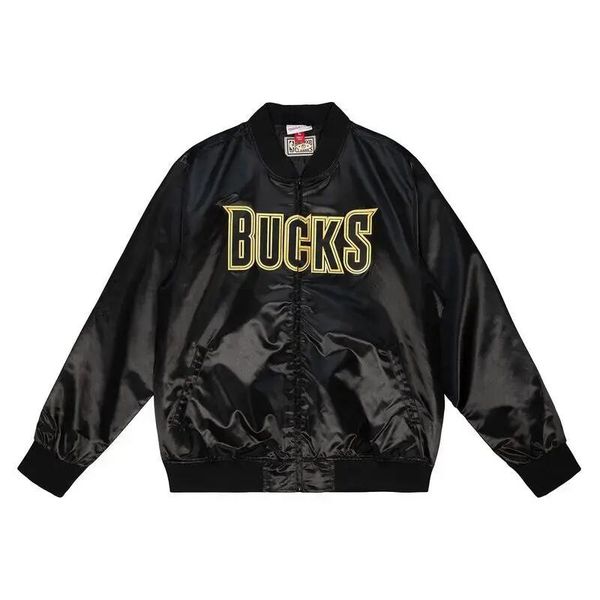 Kurtka Milwaukee Bucks Big Face 4.0. Czarne kurtki męskie Mitchell & Ness, m, bez wzorów, z materiału, eleganckie, bez kaptura. Za 558.00 zł.
