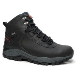 Buty trekkingowe męskie Merrell Vego Mid Leather Waterproof. Czarne buty zimowe męskie Merrell, z materiału, bez zapięcia. Za 597.00 zł.
