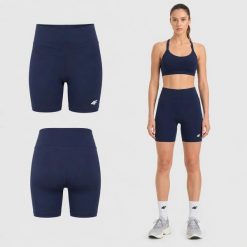 KOLARKI DAMSKIE 4F LEGGINSY KRÓTKIE SPODENKI KRÓTKIE KOLOR NIEBIESKI. Niebieskie legginsy damskie 4F, bez wzorów, z bawełny. Za 49.99 zł.