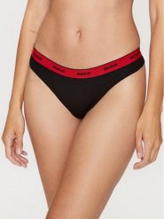 Hugo Komplet 3 par stringów 50480150 Czarny. Czarne majtki damskie Hugo, z bawełny. Za 119.99 zł.