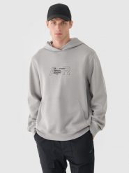 4F Bluza dresowa nierozpinana z kapturem męska - szara XL. Szare bluzy sportowe męskie 4F, m, bez wzorów, z bawełny, z kapturem. W wyprzedaży za 99.99 zł.