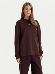 Calvin Klein Jeans Bluza Monologo LV047E211G Brązowy Oversize. Brązowe bluzy damskie Calvin Klein Jeans, xl, bez wzorów, z bawełny, bez ramiączek, bez kaptura. Za 299.99 zł.
