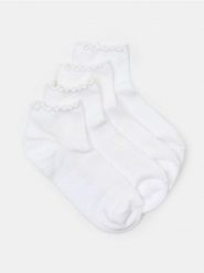 Skarpetki z falbaną 4 pack - biały. Białe skarpetki damskie Sinsay, bez wzorów. Za 12.99 zł.