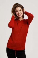 Sweter z metaliczną nitką. Swetry nierozpinane damskie MOODO, l, bez wzorów, bez kołnierzyka, bez ramiączek. W wyprzedaży za 47.99 zł.