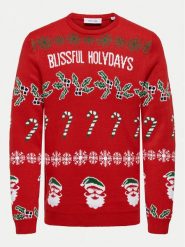 Only & Sons Sweter Xmas 22031171 Czerwony Regular Fit. Czerwone swetry męskie Only & Sons, l, bez wzorów, z syntetyku, bez kołnierzyka, bez ramiączek. Za 89.99 zł.