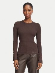 Guess Bluzka W6YR09 Z0948 Brązowy ciemny Slim Fit. Brązowe bluzki damskie Guess, m, z aplikacjami, z wiskozy, bez kołnierzyka, bez ramiączek. Za 344.99 zł.