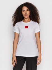 Hugo T-Shirt Logo Label 50456008 Biały Regular Fit. Białe t-shirty damskie Hugo, xl, bez wzorów, z bawełny, bez kołnierzyka, bez ramiączek. Za 179.99 zł.
