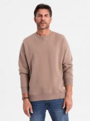 Klasyczna dresowa bluza unisex z okrągłym dekoltem brązowa V16 OU-SNBC-0104 XL/XXL. Brązowe bluzy damskie Ombre, xl, bez wzorów, z dresówki, klasyczne, bez ramiączek, bez kaptura. Za 332.81 zł.