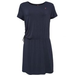 Sukienka damska LOAP Brevora niebieska M. Niebieskie sukienki damskie Lolë, m, bez wzorów, klasyczne, bez kołnierzyka, bez ramiączek, midi, sportowe. Za 195.99 zł.
