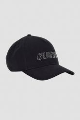GUESS Czarna damska czapka z daszkiem. Czarne czapki damskie Guess, z aplikacjami. W wyprzedaży za 152.99 zł.