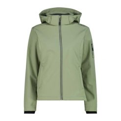Kurtka Damska Softshell GREEN. Zielone kurtki sportowe damskie CMP, m, bez wzorów, z elastanu, bez ramiączek, z kapturem, trekkingowe. Za 329.99 zł.
