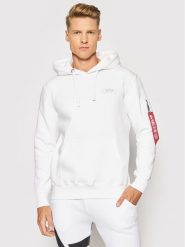 Alpha Industries Bluza Back Print 178318 Biały Regular Fit. Białe bluzy męskie Alpha Industries, m, bez wzorów, z bawełny, bez ramiączek, bez kaptura. Za 229.99 zł.