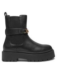TWINSET Sztyblety 242TCP064 Czarny. Czarne botki damskie Twinset, bez wzorów, ze skóry, bez obcasa, na płaskiej podeszwie, bez zapięcia. Za 939.99 zł.