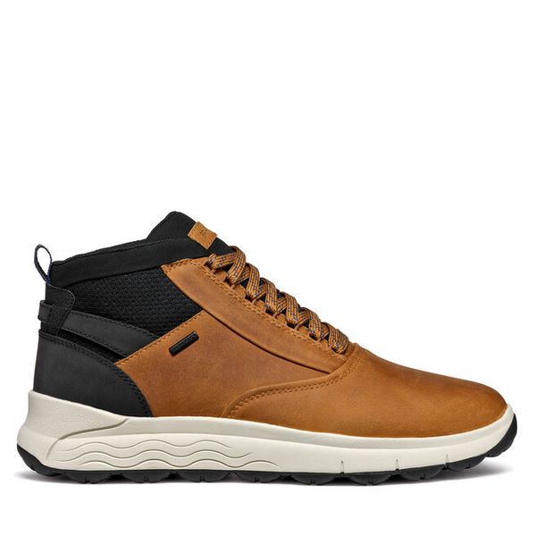 Trzewiki Geox. Brązowe botki męskie Geox, bez wzorów, bez obcasa, bez zapięcia. Za 399.99 zł.