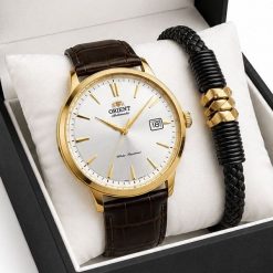 Zegarek Orient Zegarek męski Orient zestaw z bransoletką na prezent Automatic. Zegarki męskie Orient, bez wzorów. Za 1,270.00 zł.