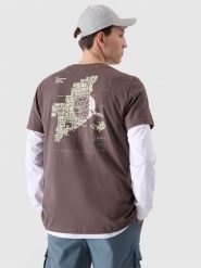 4F T-shirt regular z nadrukiem męski - brązowy M. Brązowe t-shirty męskie 4F, m, bez wzorów, z bawełny, bez kołnierzyka, bez ramiączek. Za 39.99 zł.