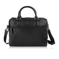 Skórzana torba męska na laptopa czarna lekka torba biznesowa Paolo Peruzzi SL-13-BL. Czarne torby na laptopa damskie bez wzorów, z materiału. Za 459.00 zł.