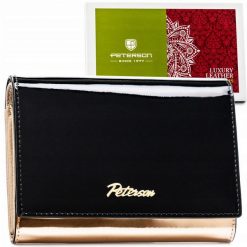 Portfel skórzany Peterson PTN 1N-445 czarny. Czarne portfele damskie Peterson, z lakierowanej skóry. Za 134.99 zł.