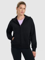 4F Bluza dresowa rozpinana z kapturem damska - czarna S. Czarne bluzy damskie 4F, s, bez wzorów, z dresówki, bez ramiączek, z kapturem. Za 169.99 zł.
