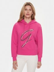 Guess Bluza W3BQ10 KBKM0 Różowy Regular Fit. Czerwone bluzy damskie Guess, xl, z aplikacjami, z bawełny, bez ramiączek, bez kaptura. Za 229.99 zł.