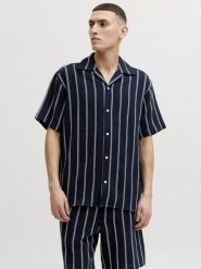 Jack & Jones koszula z krótkim rękawem - Jorcoba Mężczyźni Bawełna (100%) niebieski, L. Niebieskie koszule męskie Jack & Jones, na lato, l, bez wzorów, z bawełny, bez kołnierzyka, bez ramiączek. Za 139.95 zł.