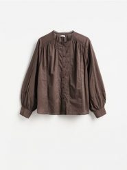 Koszula z ażurowymi wstawkami - szary. Szare koszule damskie Reserved, l, w ażurowe wzory, z bawełny, bez kołnierzyka, bez ramiączek. Za 129.99 zł.