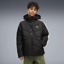 Młodzieżowa pikowana kurtka puchowa T7 z zamkiem PUMA. Czerwona kurtki męskie Puma, m, bez wzorów, z dresówki, klasyczne, z kapturem. Za 429.00 zł.