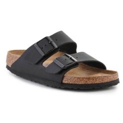 Klapki Birkenstock Arizona Bs W 1013643 czarne. Czarne klapki damskie na lato, bez wzorów, z materiału, casualowe, bez obcasa, bez zapięcia. Za 708.71 zł.