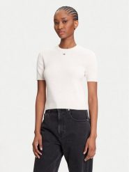Tommy Jeans Sweter Essential DW0DW19336 Beżowy Regular Fit. Brązowe swetry nierozpinane damskie Tommy Jeans, l, bez wzorów, z bawełny, bez kołnierzyka, bez ramiączek. Za 289.99 zł.