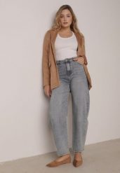 Jasnoniebieskie Bawełniane Jeansy o Kroju Barrel Leg z Wysokim Stanem Vimariele. Niebieskie jeansy damskie Born2be, bez wzorów, z bawełny, boho, z podwyższonym stanem. Za 129.99 zł.