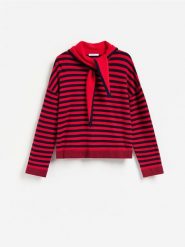Sweter z ozdobnym wiązaniem - wielobarwny. Swetry nierozpinane damskie Reserved, l, bez wzorów, z dzianiny, bez kołnierzyka, bez ramiączek. Za 149.99 zł.