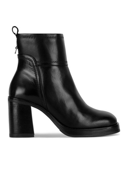 Lasocki Botki RST-TOP-03 Czarny. Czarne botki damskie Lasocki, bez wzorów, ze skóry, bez obcasa, na słupku, bez zapięcia. Za 289.99 zł.