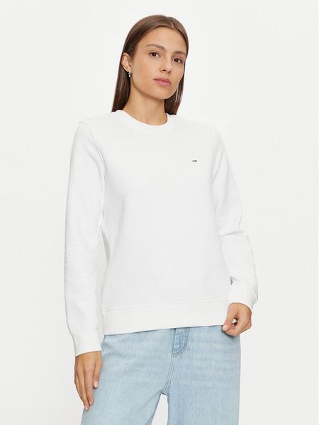 Tommy Jeans Bluza DW0DW19959 Biały Regular Fit. Białe bluzy damskie Tommy Jeans, xxs, bez wzorów, z bawełny, bez ramiączek, bez kaptura. Za 231.99 zł.