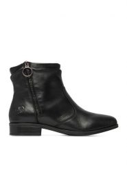 Rieker Botki CEO-77041-01 Czarny. Czarne botki damskie Rieker, bez wzorów, ze skóry, bez obcasa, na płaskiej podeszwie, bez zapięcia. Za 419.99 zł.