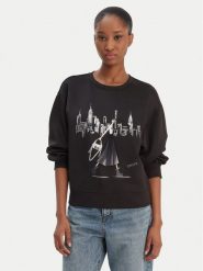 DKNY Bluza P5MOQCSC Czarny Regular Fit. Czarne bluzy damskie DKNY, xs, bez wzorów, z syntetyku, bez ramiączek, bez kaptura. Za 339.99 zł.