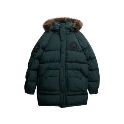 Kurtka puchowa Superdry Everest. Zielone kurtki męskie Superdry, na zimę, l, z aplikacjami, z futra, bez kaptura. Za 900.80 zł.