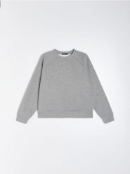 Dresowa bluza crewneck z brokatem - szary. Szare bluzy damskie Sinsay, l, bez wzorów, z dresówki, bez ramiączek, bez kaptura. Za 49.99 zł.