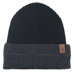 Jesienno-Zimowa Czapka (beanie) – Alties - Czarna z Grafitem. Czarne czapki męskie Alties, na zimę, bez wzorów, z dzianiny. Za 59.00 zł.
