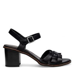 Sandały Lasocki. Czarne sandały damskie Lasocki, bez wzorów, bez obcasa, na słupku, bez zapięcia. Za 119.99 zł.