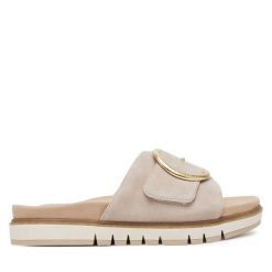 Klapki Tamaris. Brązowe klapki damskie Tamaris, bez wzorów, bez obcasa, bez zapięcia. Za 299.99 zł.