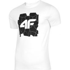 T-shirt męski TSM007 - biały. Białe t-shirty męskie 4F, m, bez wzorów, z jersey, bez kołnierzyka, bez ramiączek. W wyprzedaży za 44.99 zł.